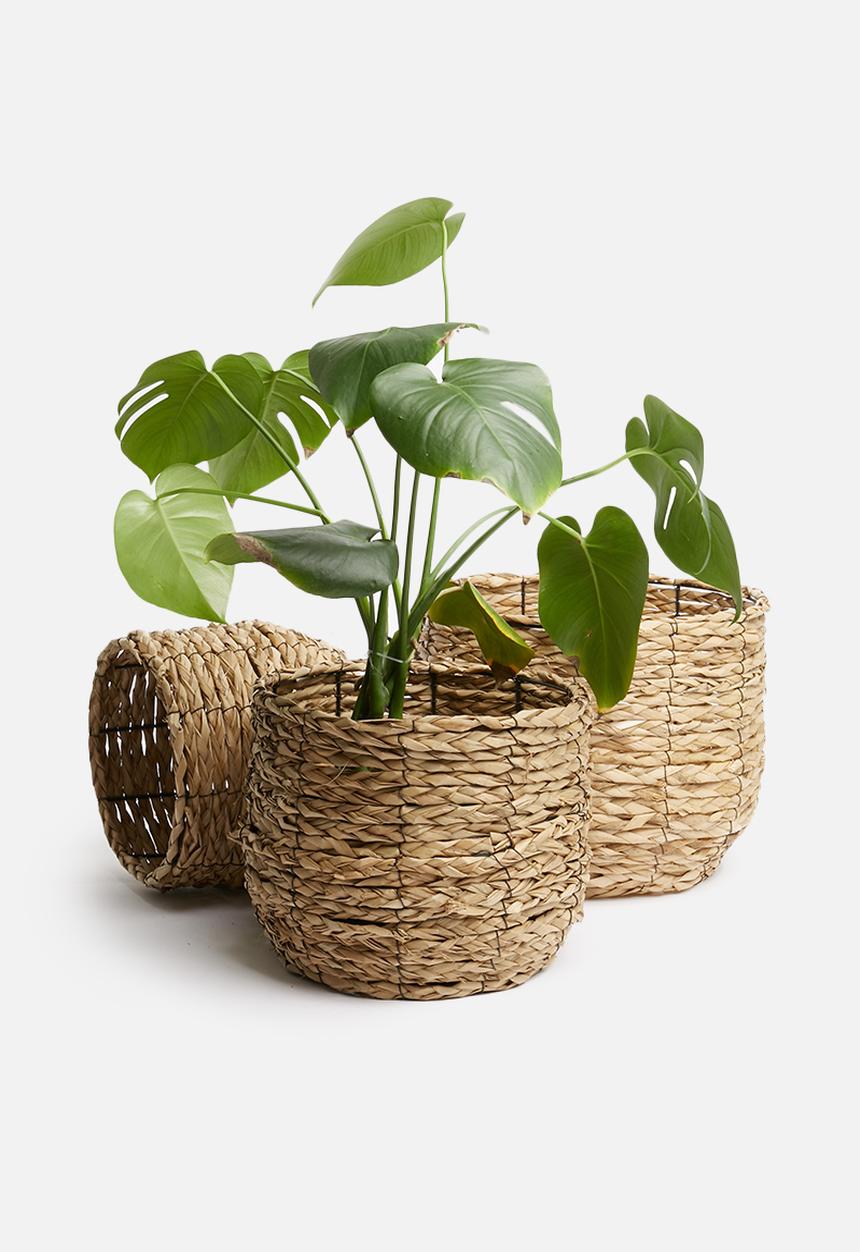 H&S - Planter basket set of 3 - natural