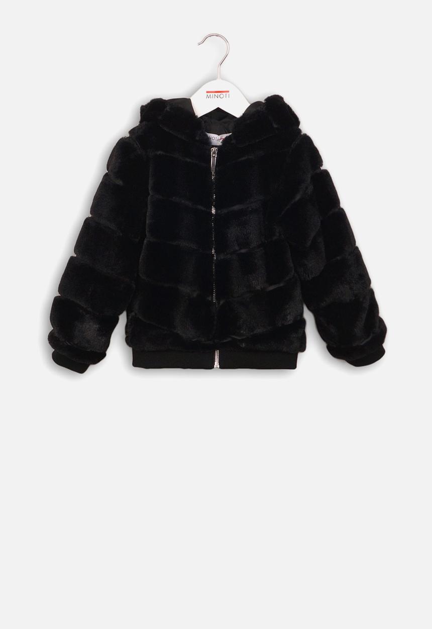 MINOTI - Teens pu panelled faux fur jacket - black