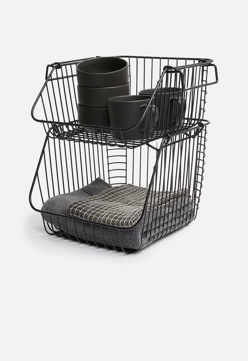 Excellent Houseware - Small stackable wire basket - black