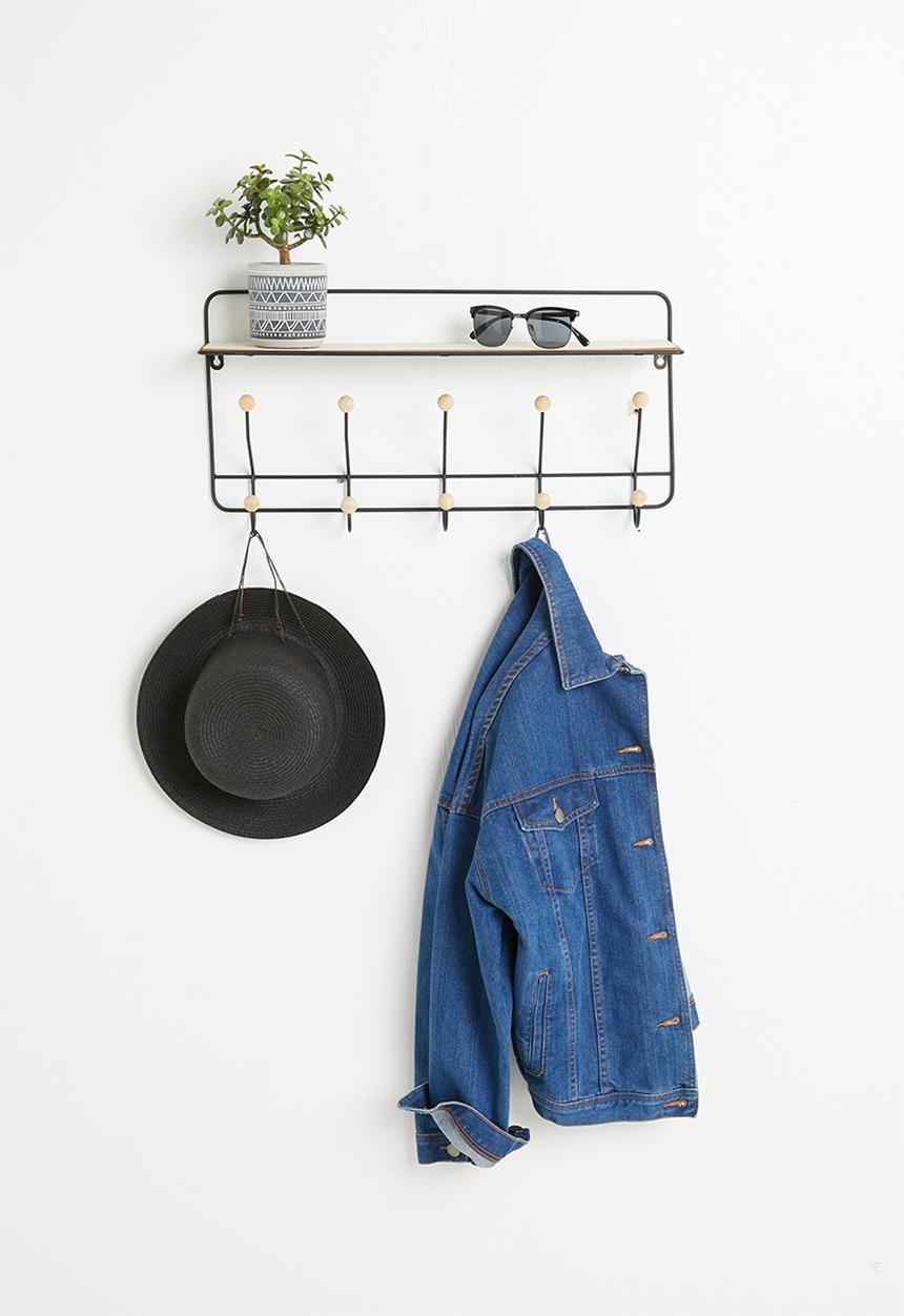 H&S - Hook & shelf rack - black