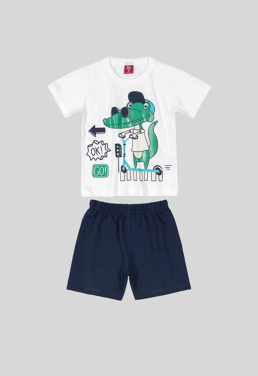 Bee Loop - Boys tank top & shorts set -  navy & white 