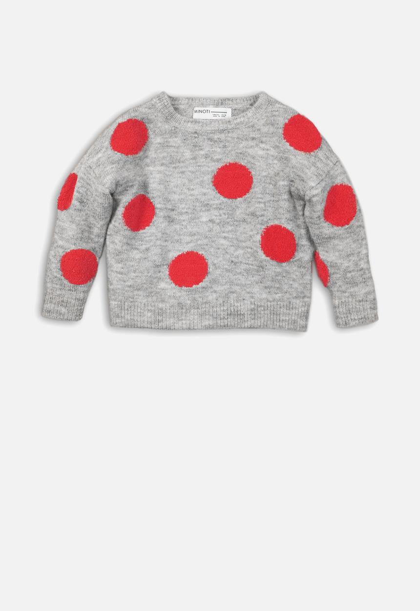 MINOTI - Kids bobble knit jumper - grey & red 