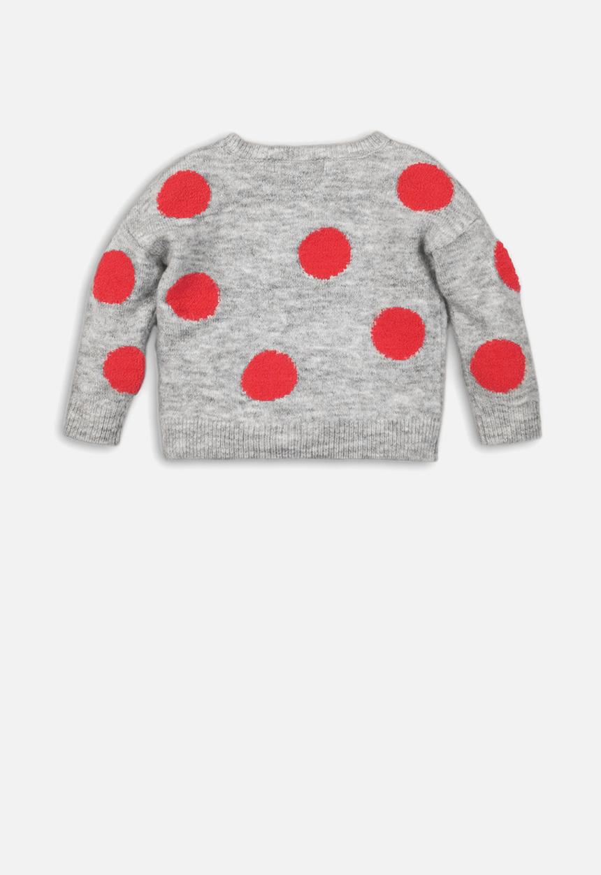 MINOTI - Kids bobble knit jumper - grey & red 