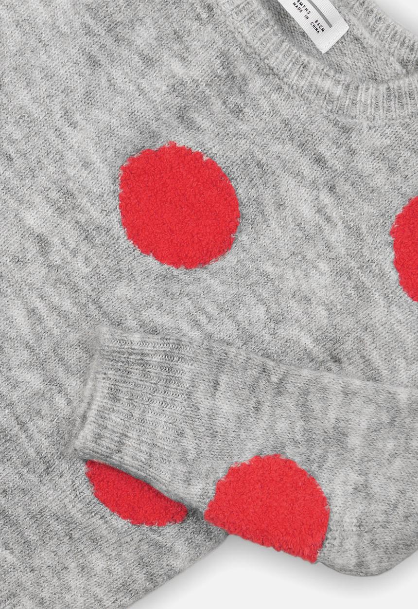 MINOTI - Kids bobble knit jumper - grey & red 