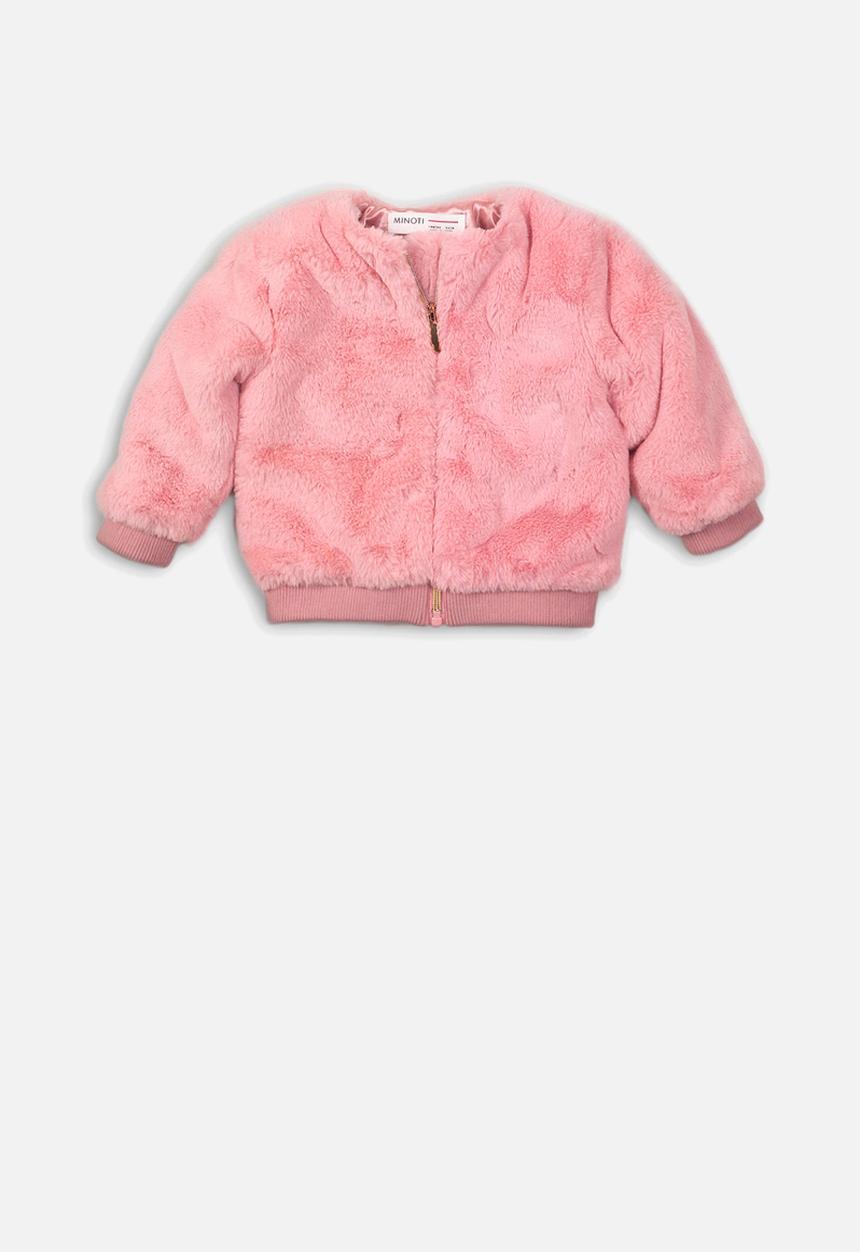 MINOTI - Kids soft faux fur bomber jacket - pink 