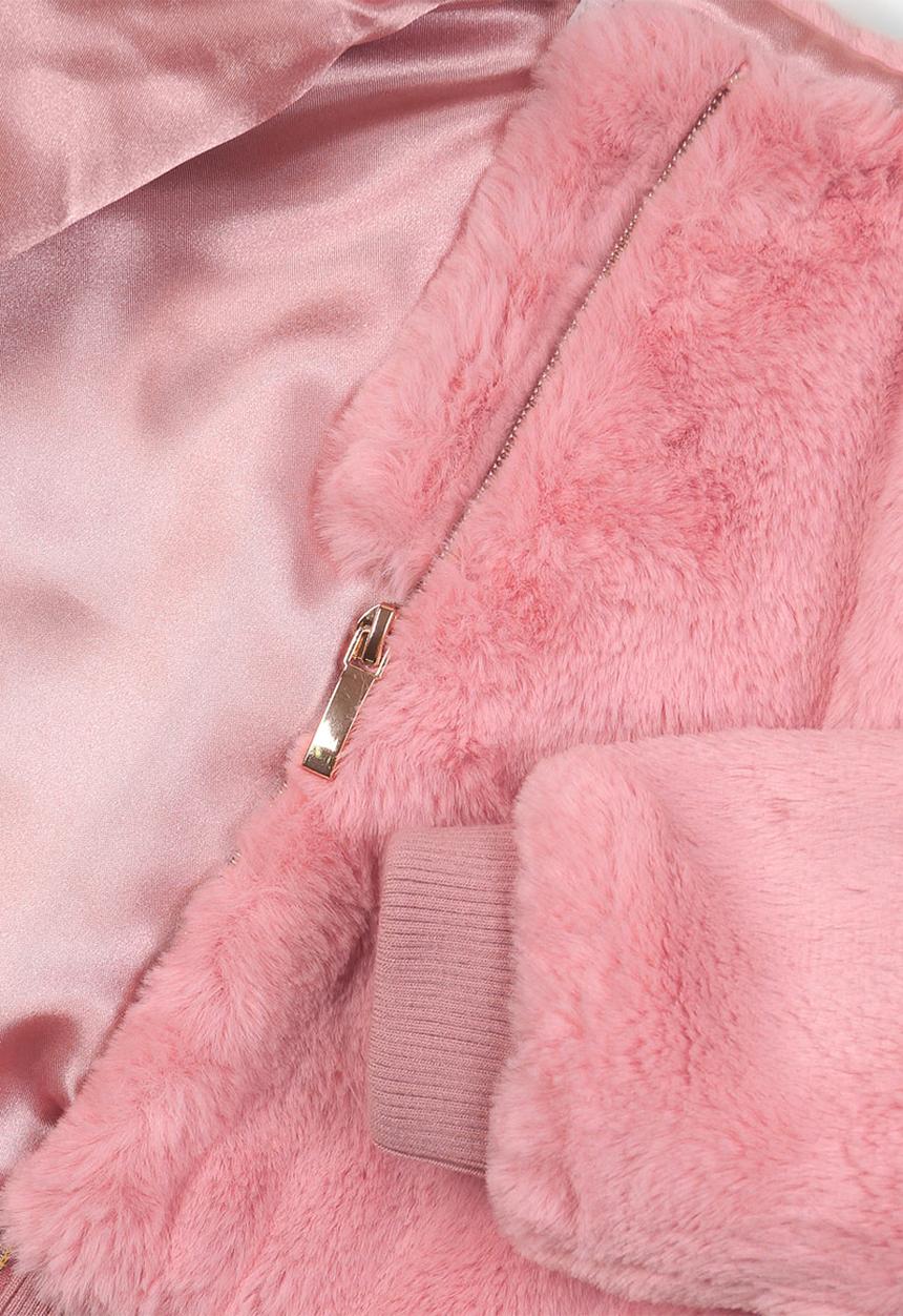 MINOTI - Kids soft faux fur bomber jacket - pink 