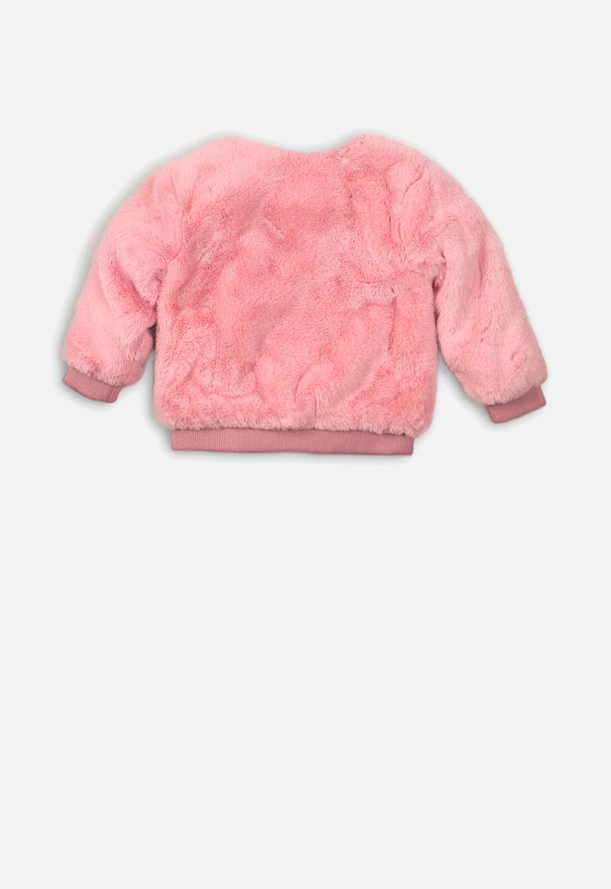 MINOTI - Kids soft faux fur bomber jacket - pink 