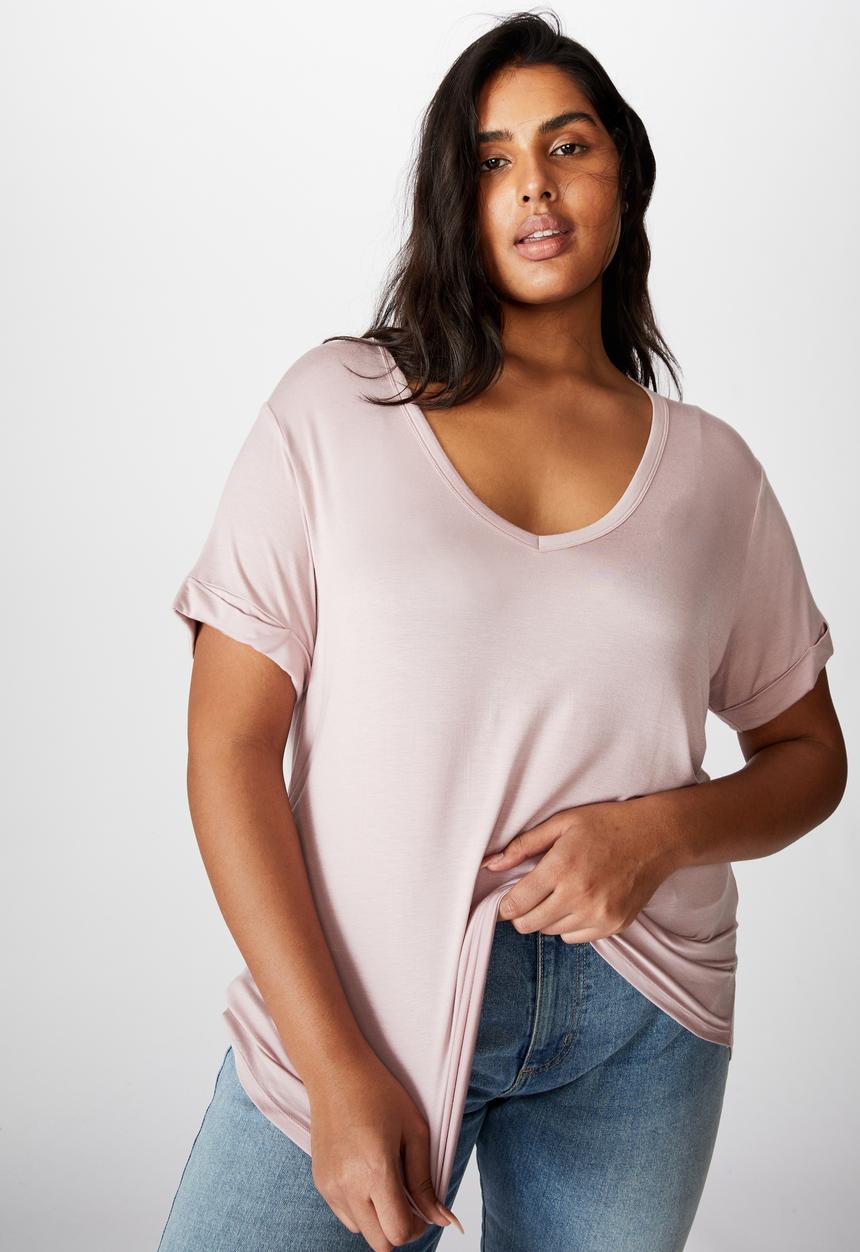 Cotton On - Curve Karly short sleeve tee - burnished lilac