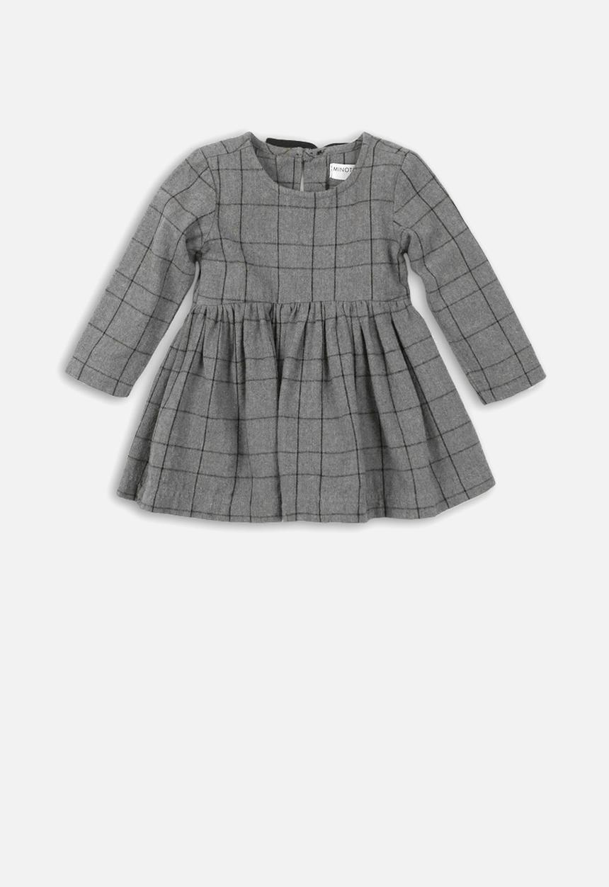 MINOTI - Teens checked smock dress check - grey & black 