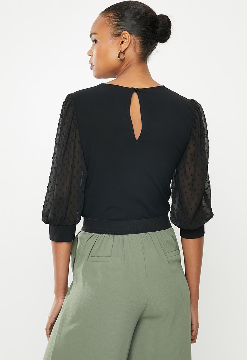 MILLA - Chiffon combo blouse - black