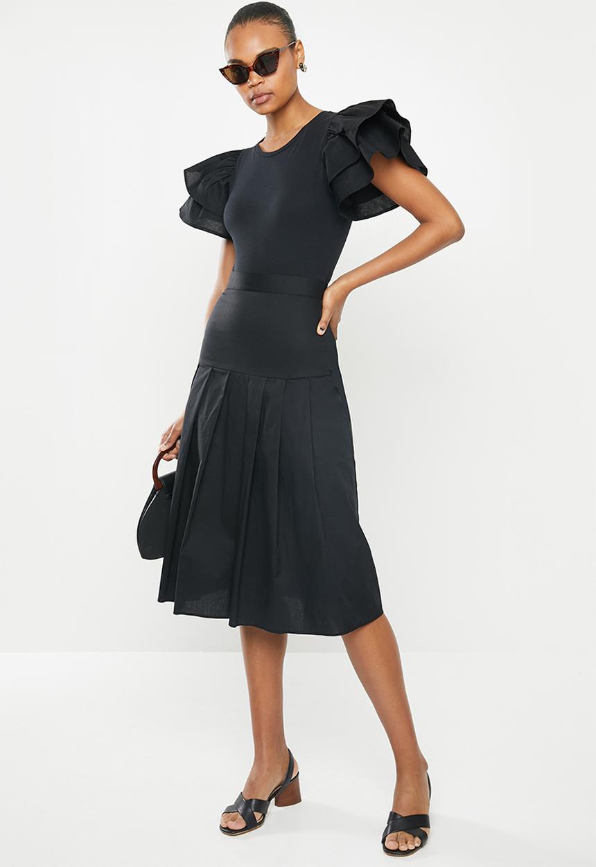 MILLA - Ruffle sleeve bodysuit - black 