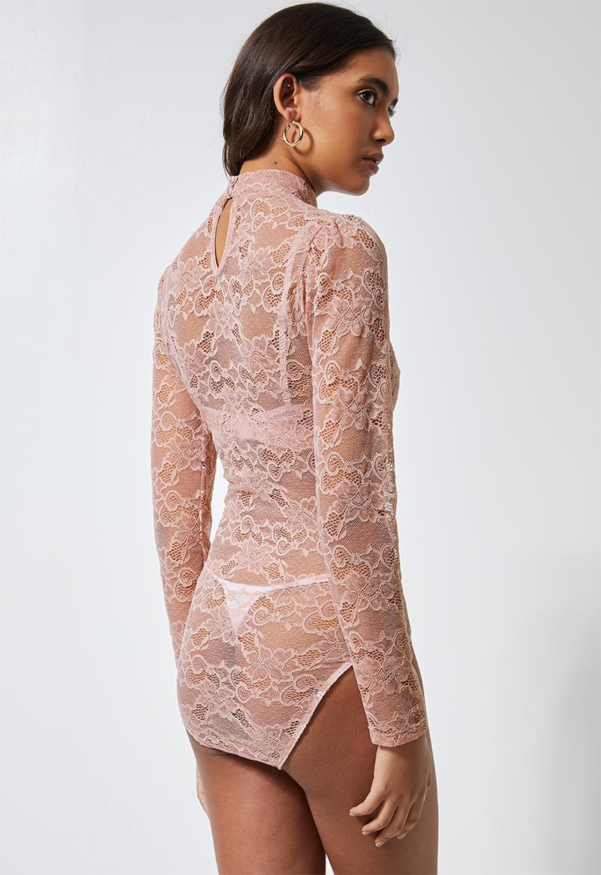 Superbalist - High-neck lace bodysuit - pink