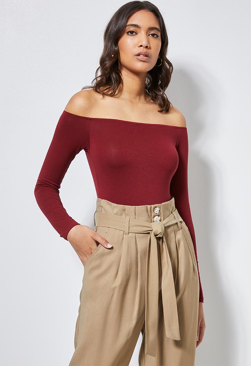 Superbalist - Bardot neckline bodysuit - red