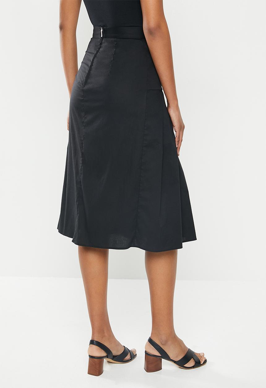 MILLA - Poplin pleated skirt - black