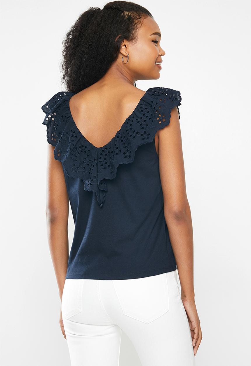 Jacqueline de Yong - Alba life sleeveless V-neck top - navy