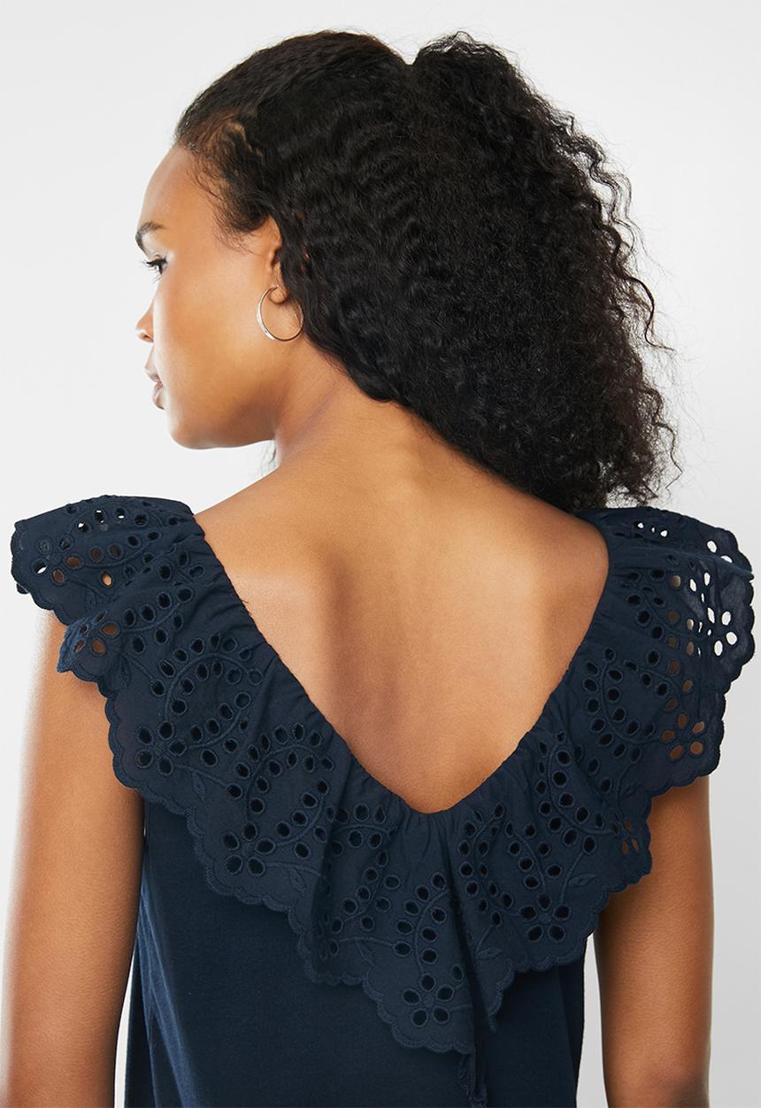 Jacqueline de Yong - Alba life sleeveless V-neck top - navy