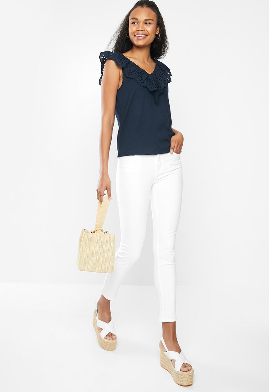 Jacqueline de Yong - Alba life sleeveless V-neck top - navy