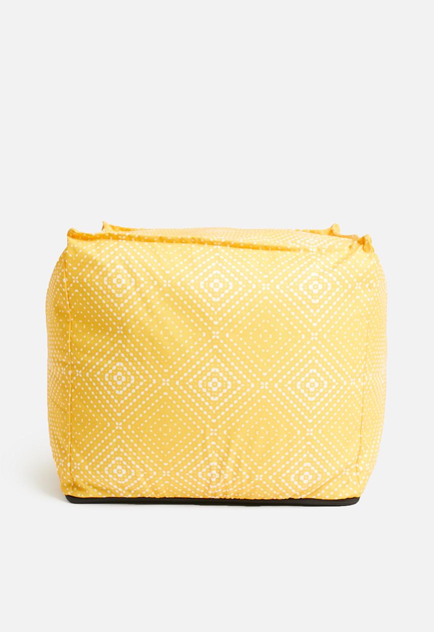 Sixth Floor - Printed twill ottoman square - yellow