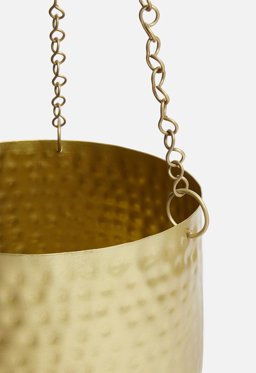 H&S - Hammered hanging planter set of 2 - brass