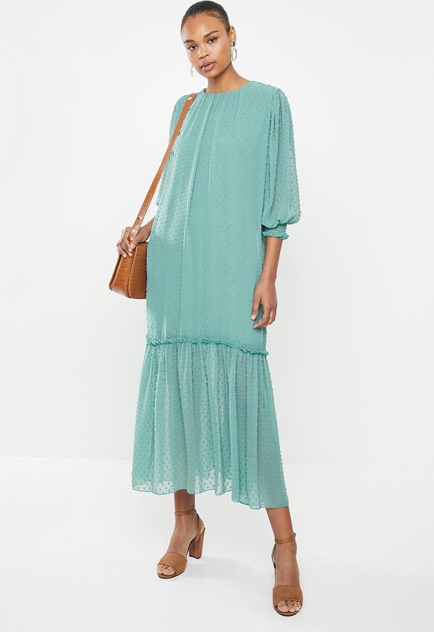 MILLA - Puffed chiffon tiered dress - blue