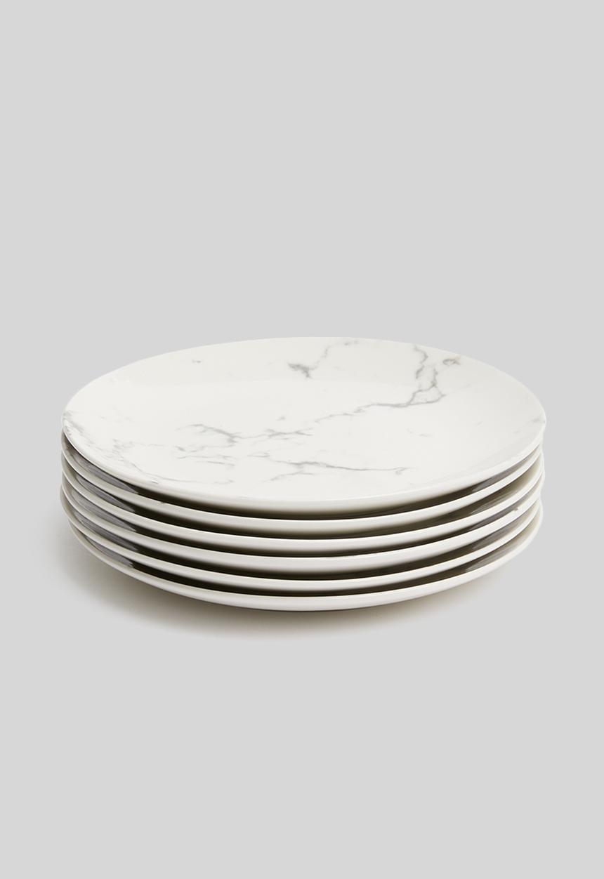 Excellent Houseware - Marble side plate set of 6 - white 