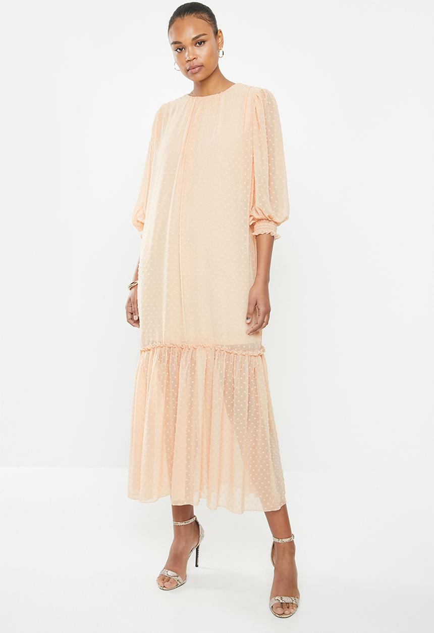 MILLA - Puffed chiffon tiered dress - neutral