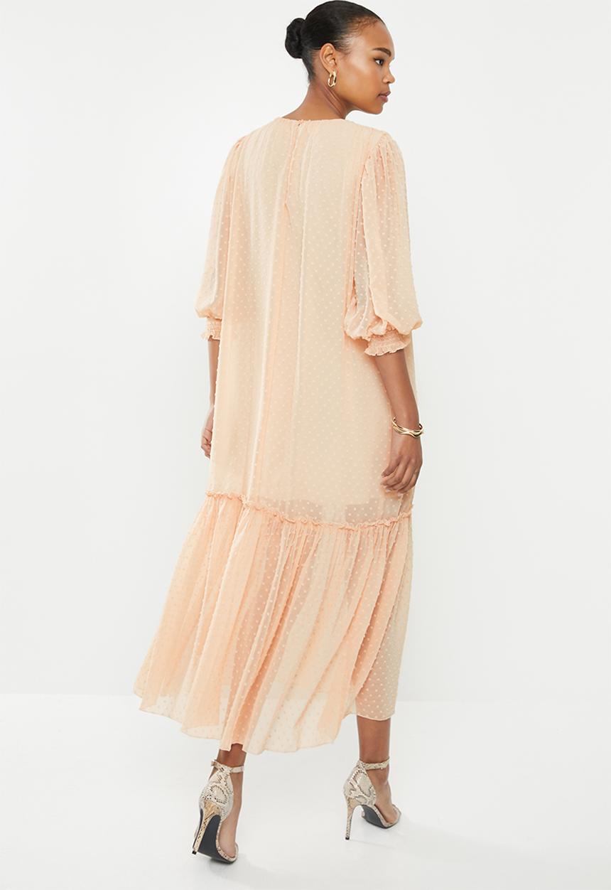 MILLA - Puffed chiffon tiered dress - neutral
