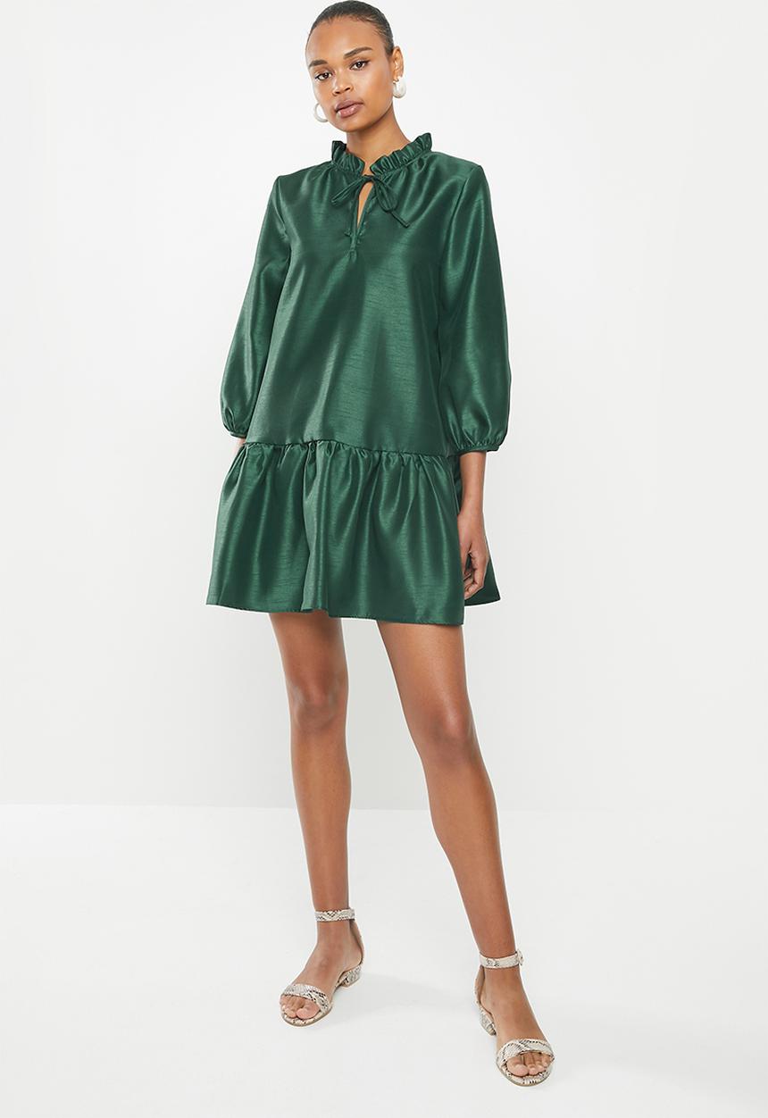MILLA - Tiered pie crust mini dress - green