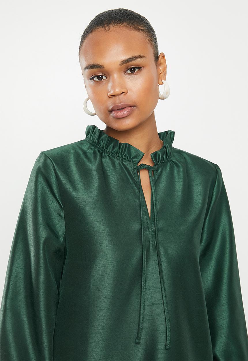MILLA - Tiered pie crust mini dress - green