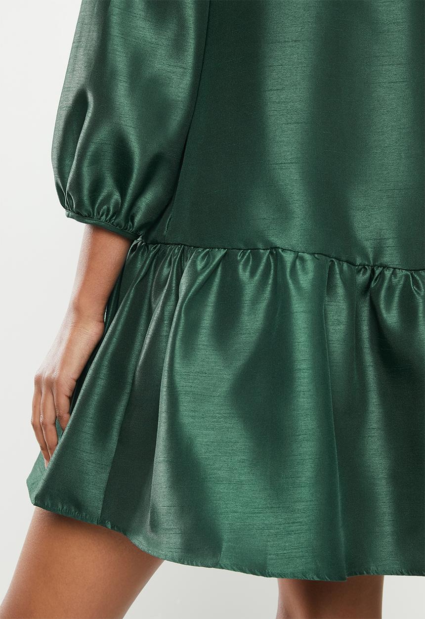 MILLA - Tiered pie crust mini dress - green