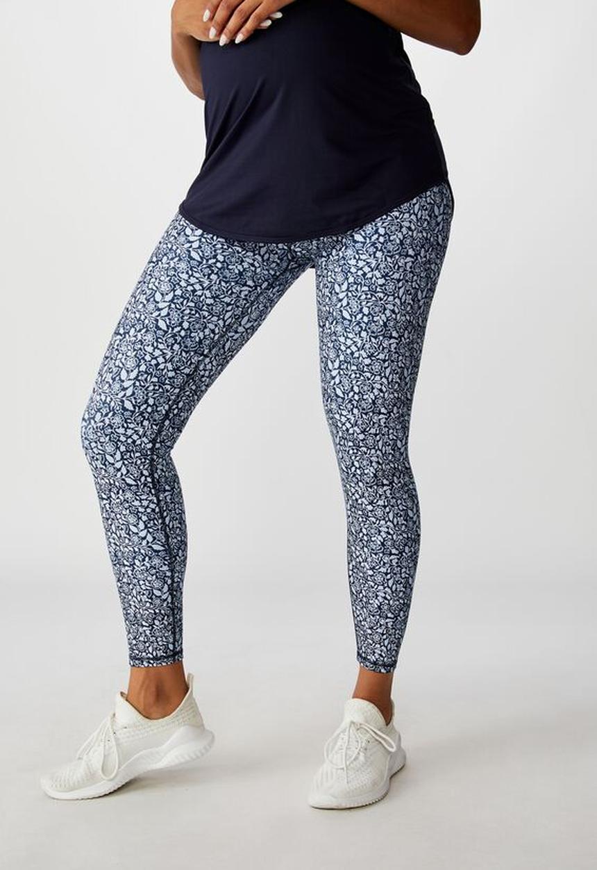 Cotton On - Maternity so soft 7/8 tight - navy ditsy paisley
