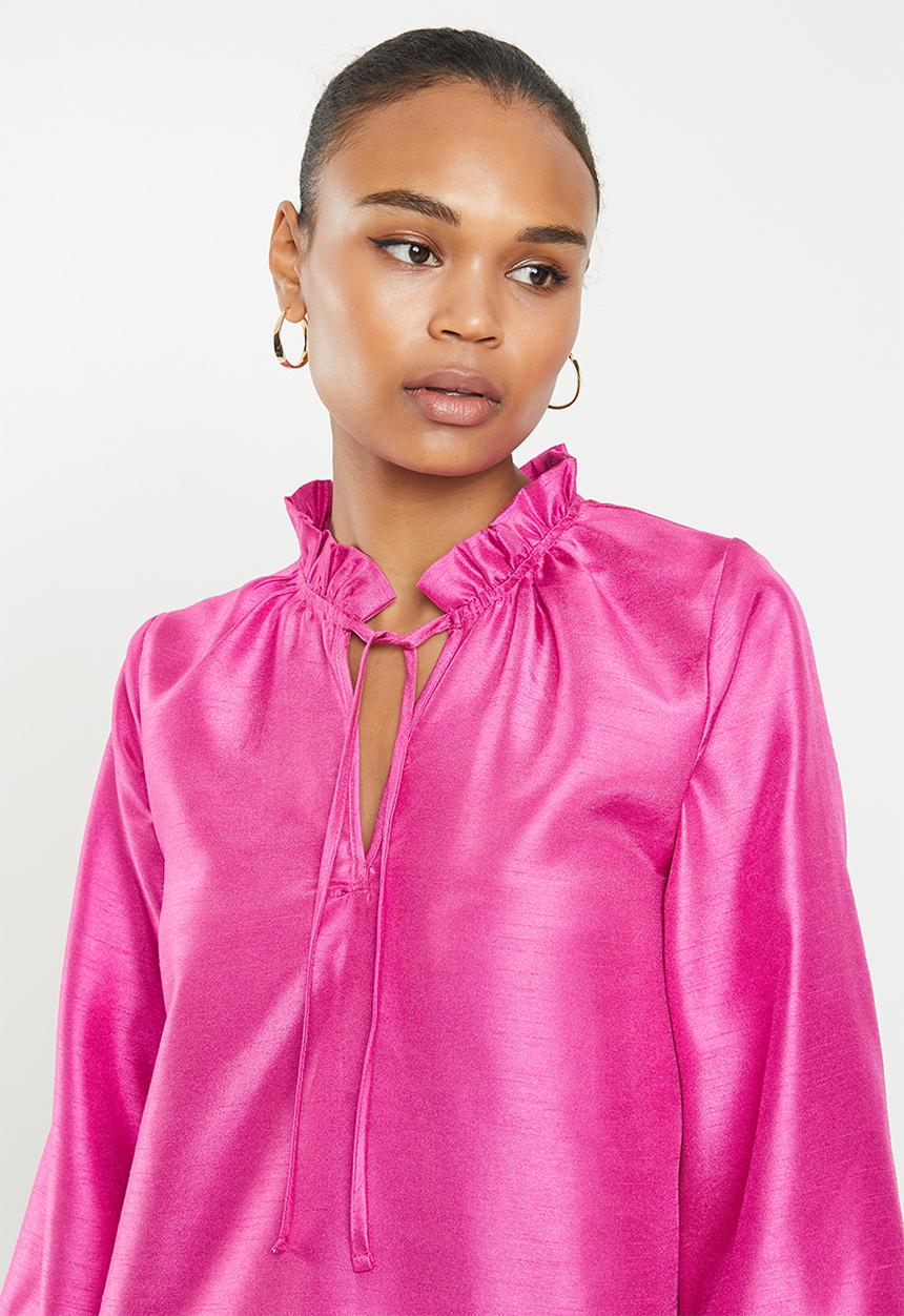MILLA - Tiered pie crust mini dress - pink