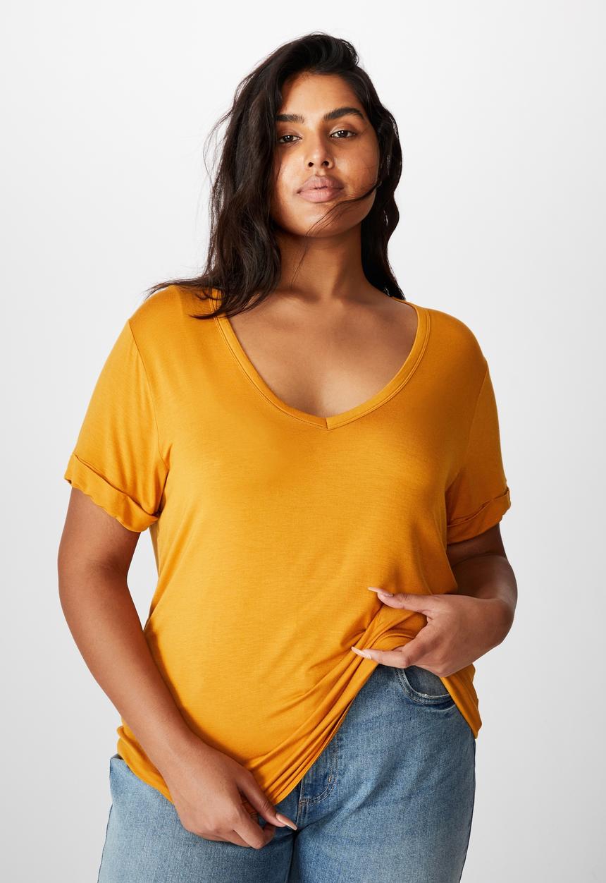 Cotton On - Curve Karly short sleeve tee - spruce yellow