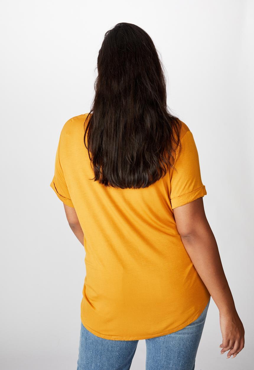 Cotton On - Curve Karly short sleeve tee - spruce yellow