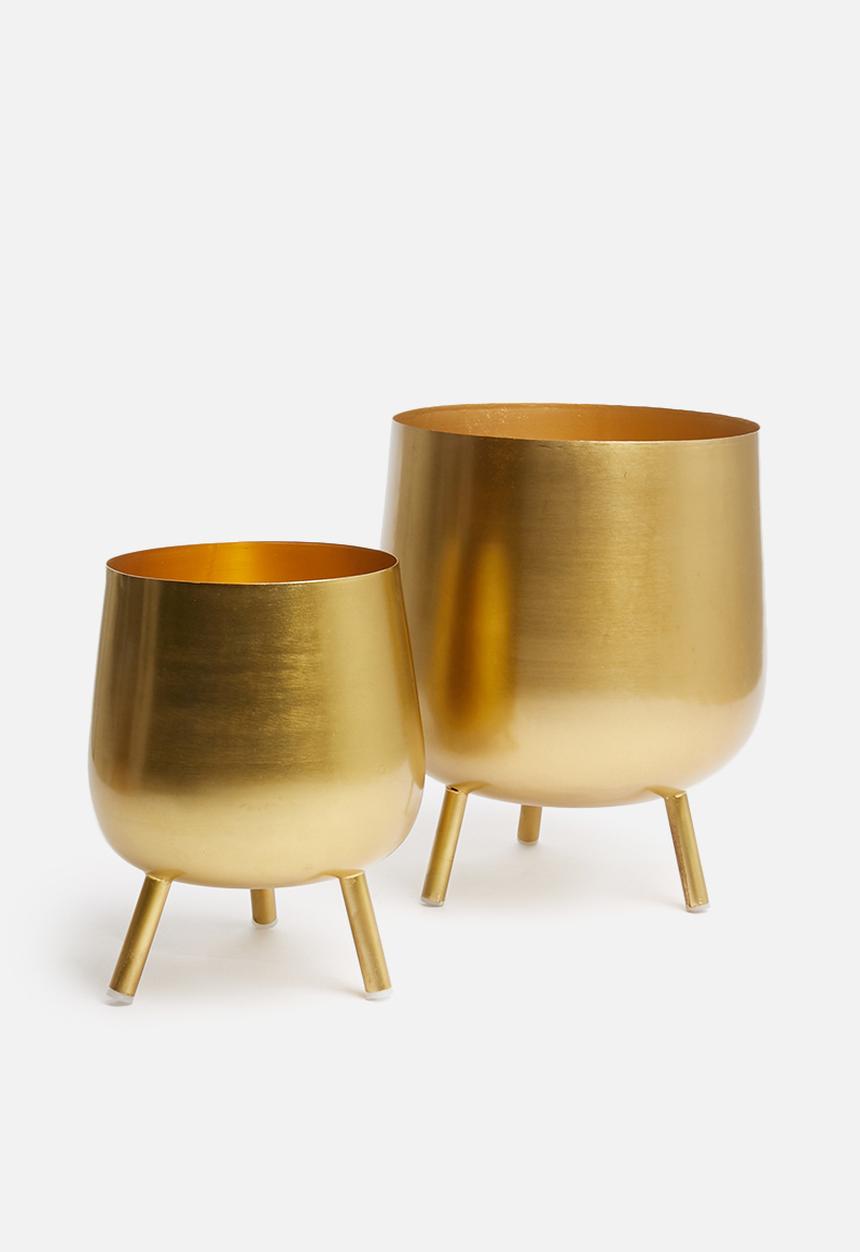 H&S - Tina flower pot set of 2 - gold