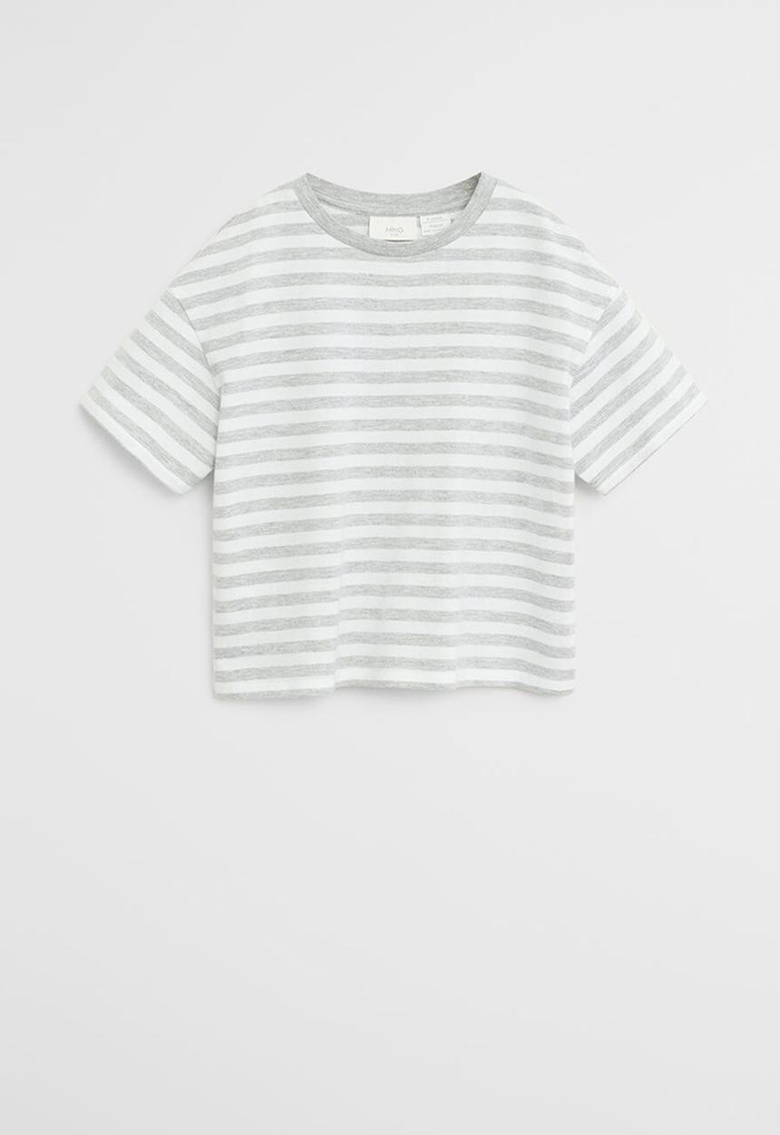 MANGO - T-shirt lines  - grey & white 