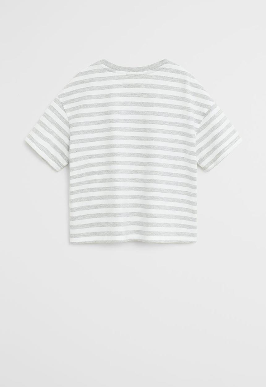 MANGO - T-shirt lines  - grey & white 
