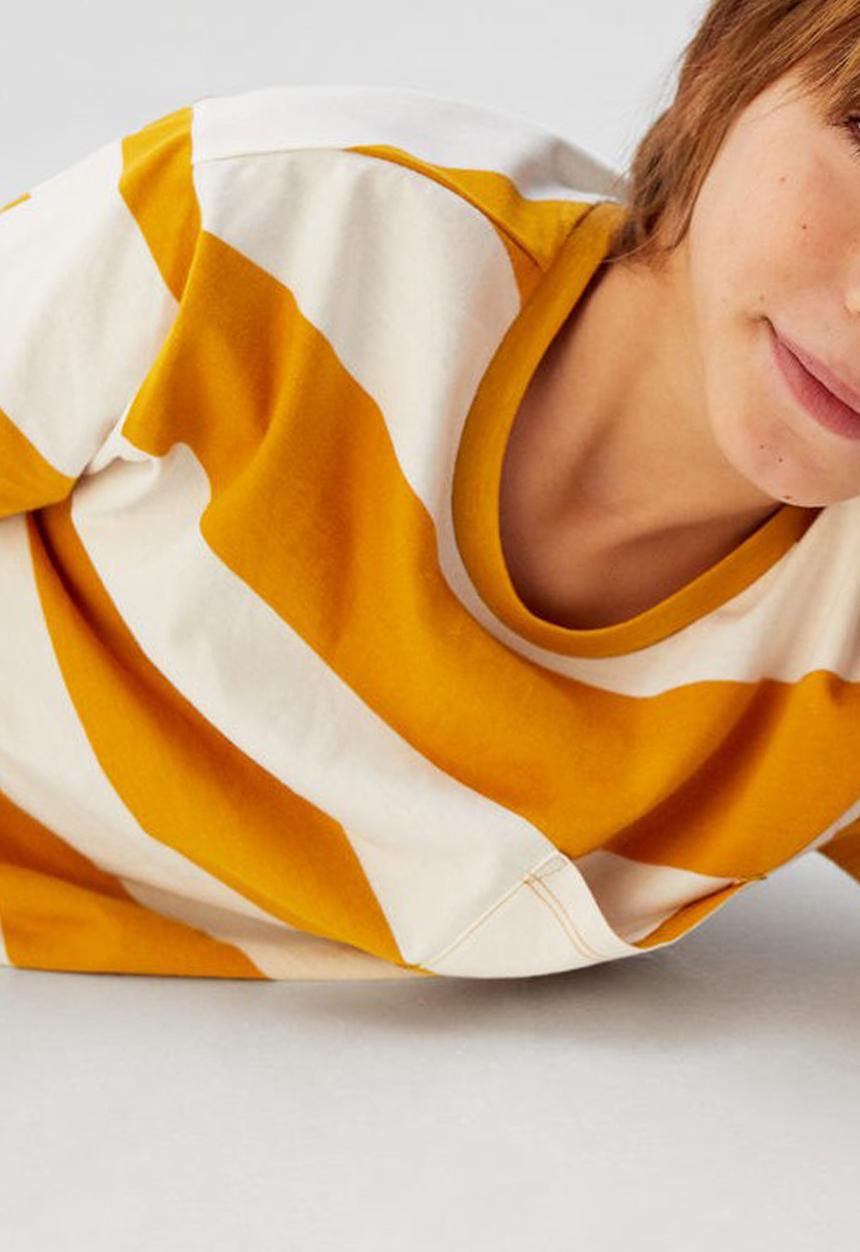 MANGO - T-shirt rayas62 - orange & cream 