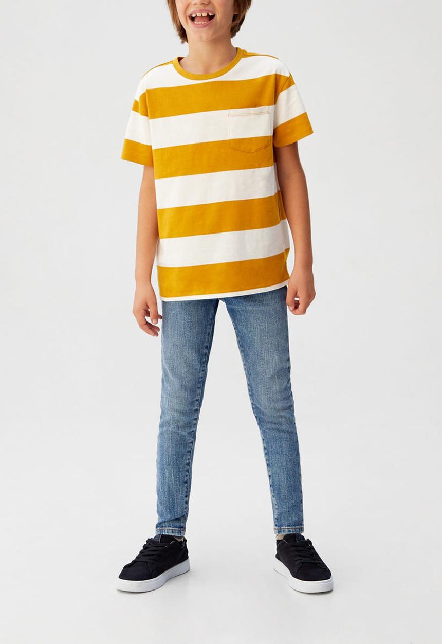 MANGO - T-shirt rayas62 - orange & cream 