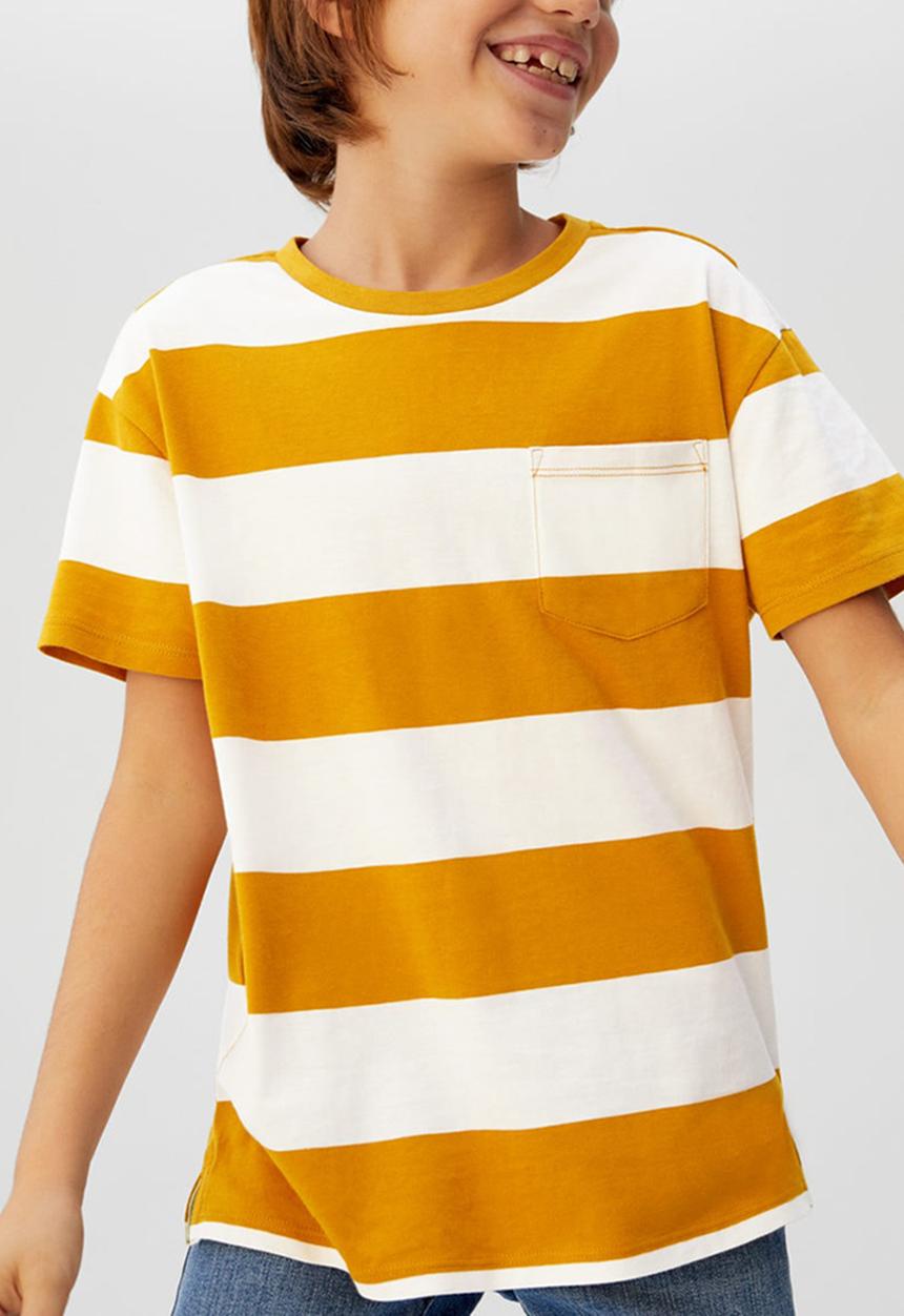MANGO - T-shirt rayas62 - orange & cream 