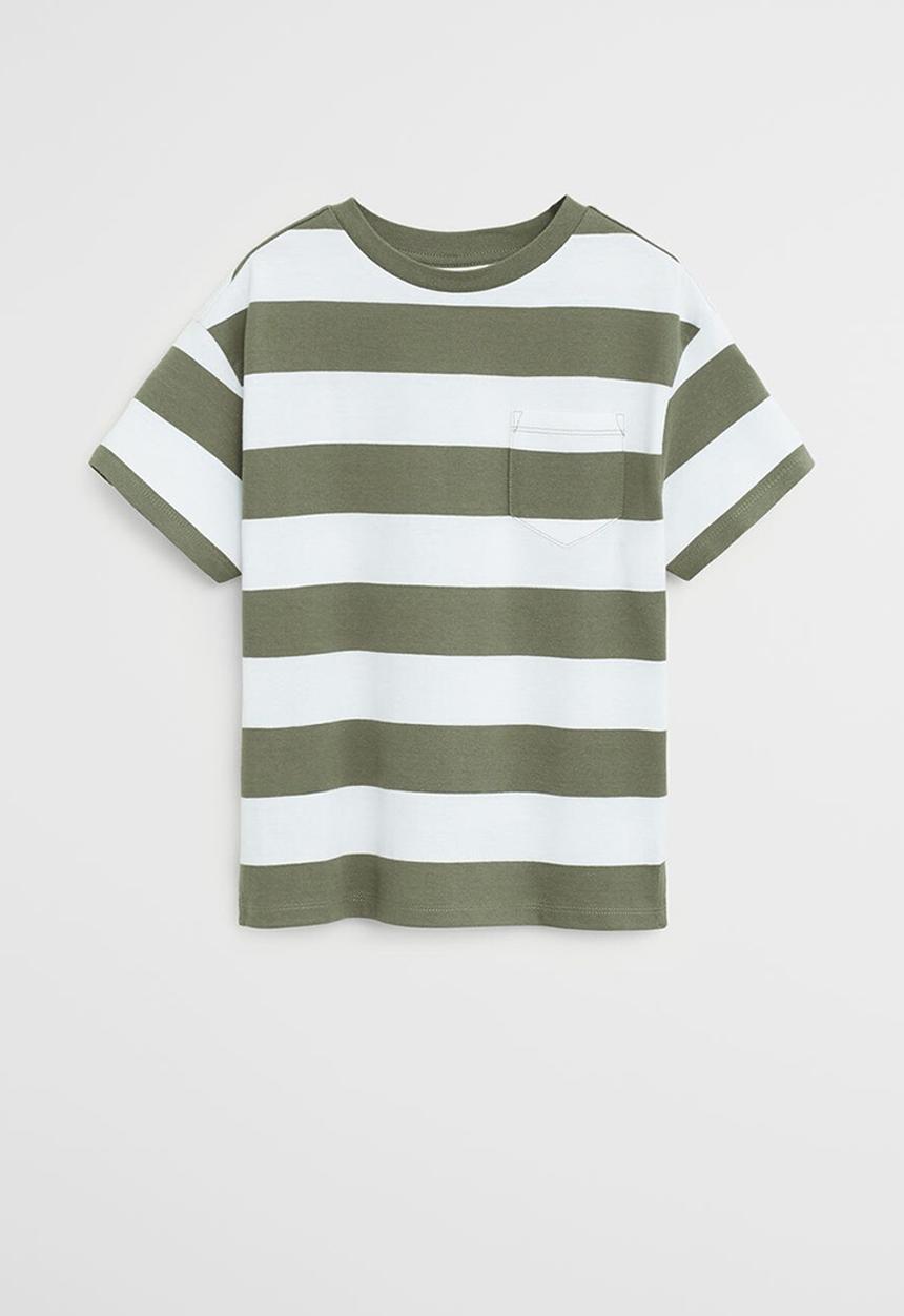 MANGO - T-shirt rayas62 - khaki & white 