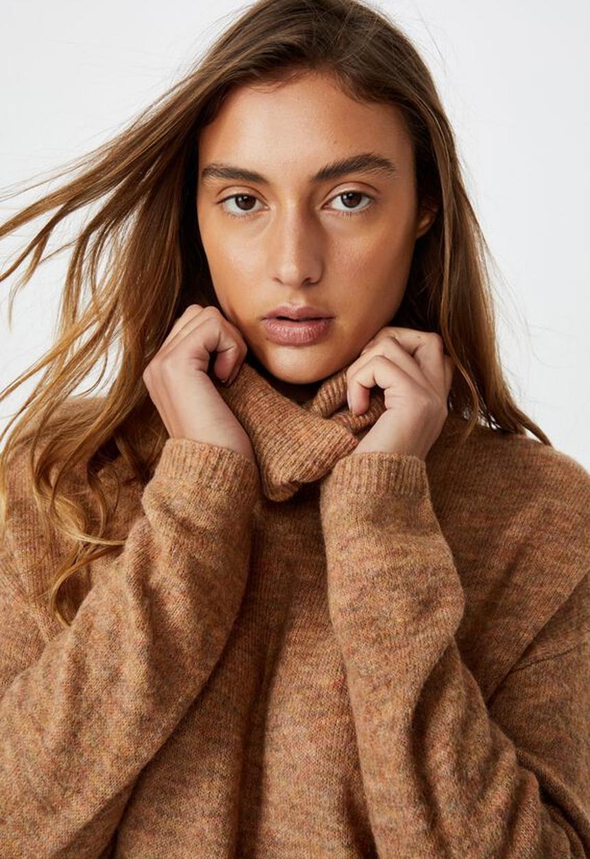 Cotton On - Juliette roll neck knit mini dress - lion marle