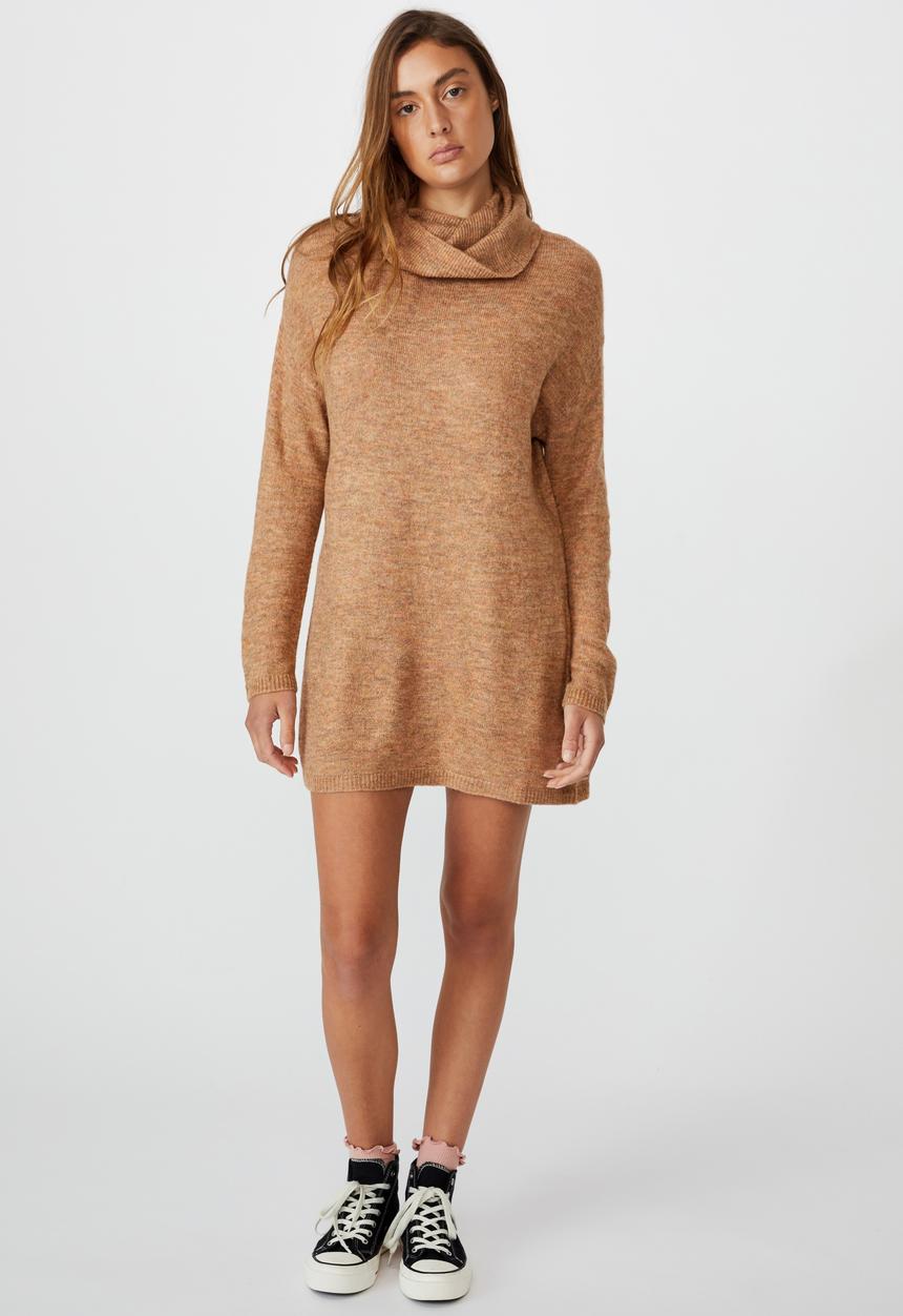 Cotton On - Juliette roll neck knit mini dress - lion marle