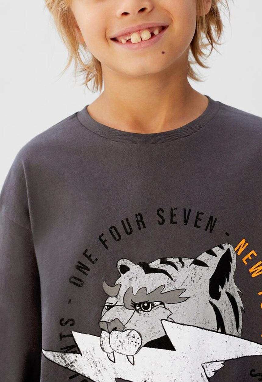 MANGO - T-shirt rayo - charcoal 