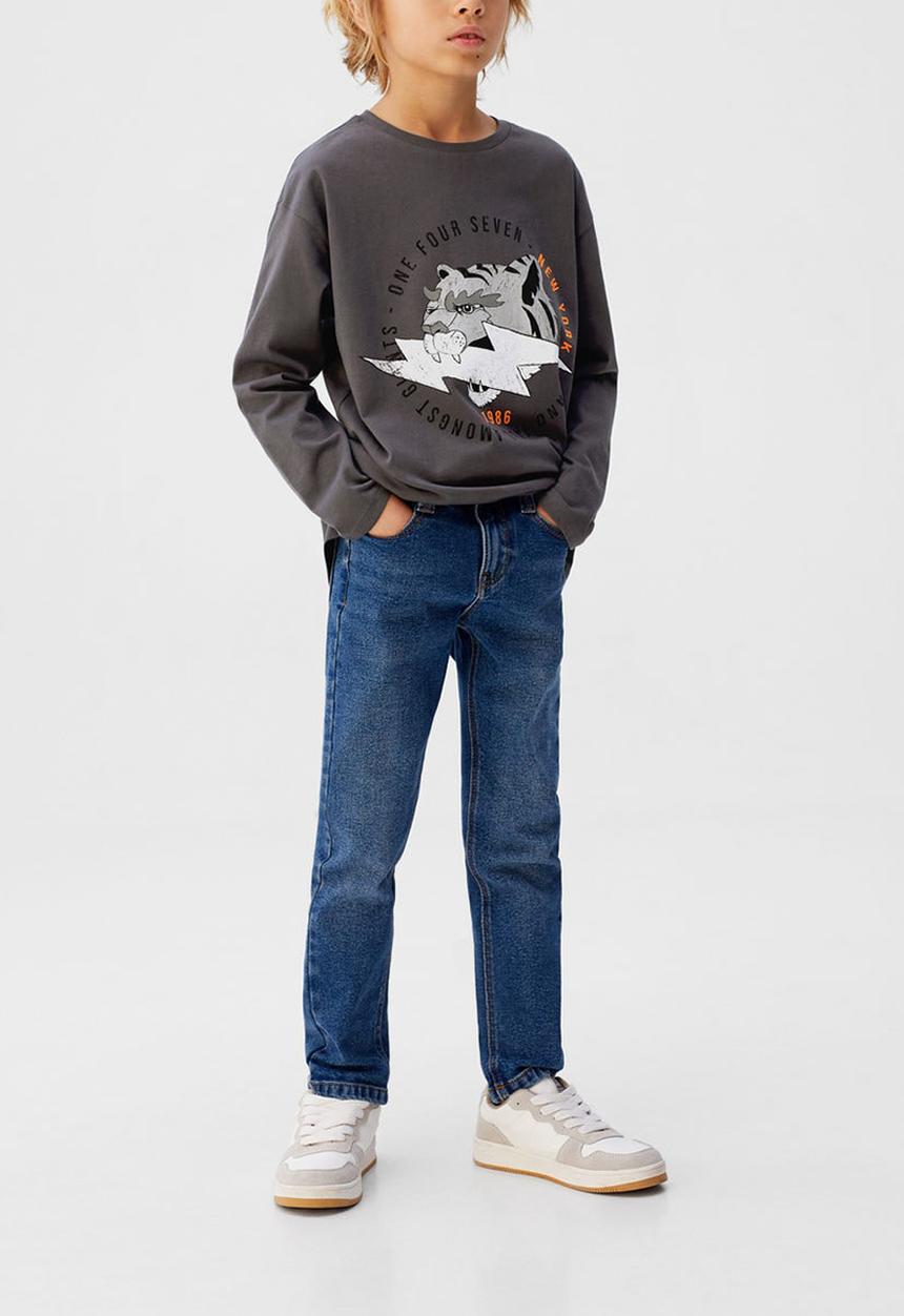 MANGO - T-shirt rayo - charcoal 