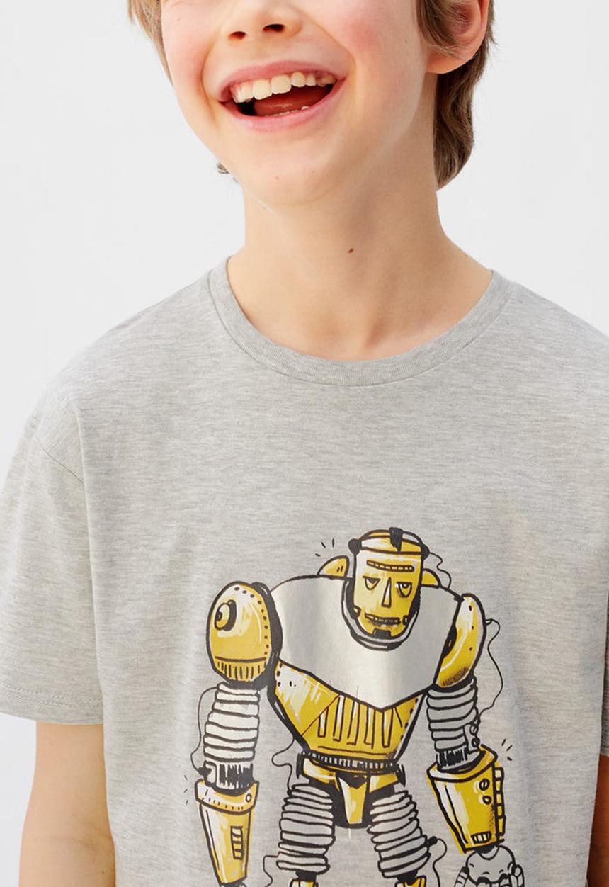 MANGO - T-shirt robot  - grey 