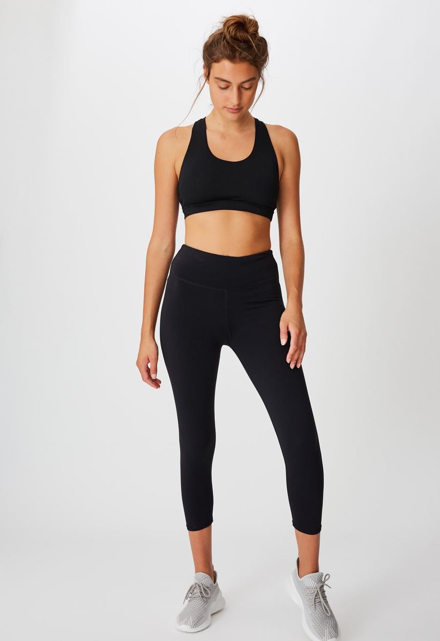 Cotton On - Workout cut out crop - black