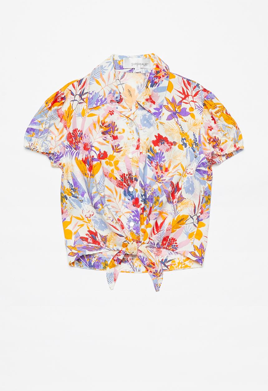 Superbalist - Girls tie front shirt - multi