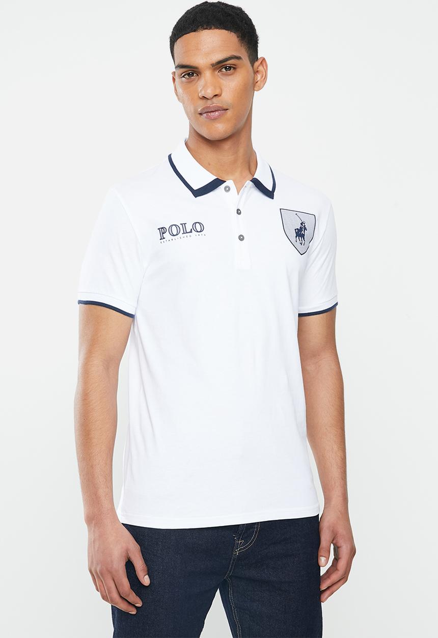 POLO - Archie custom fit short sleeve crest golfer - white