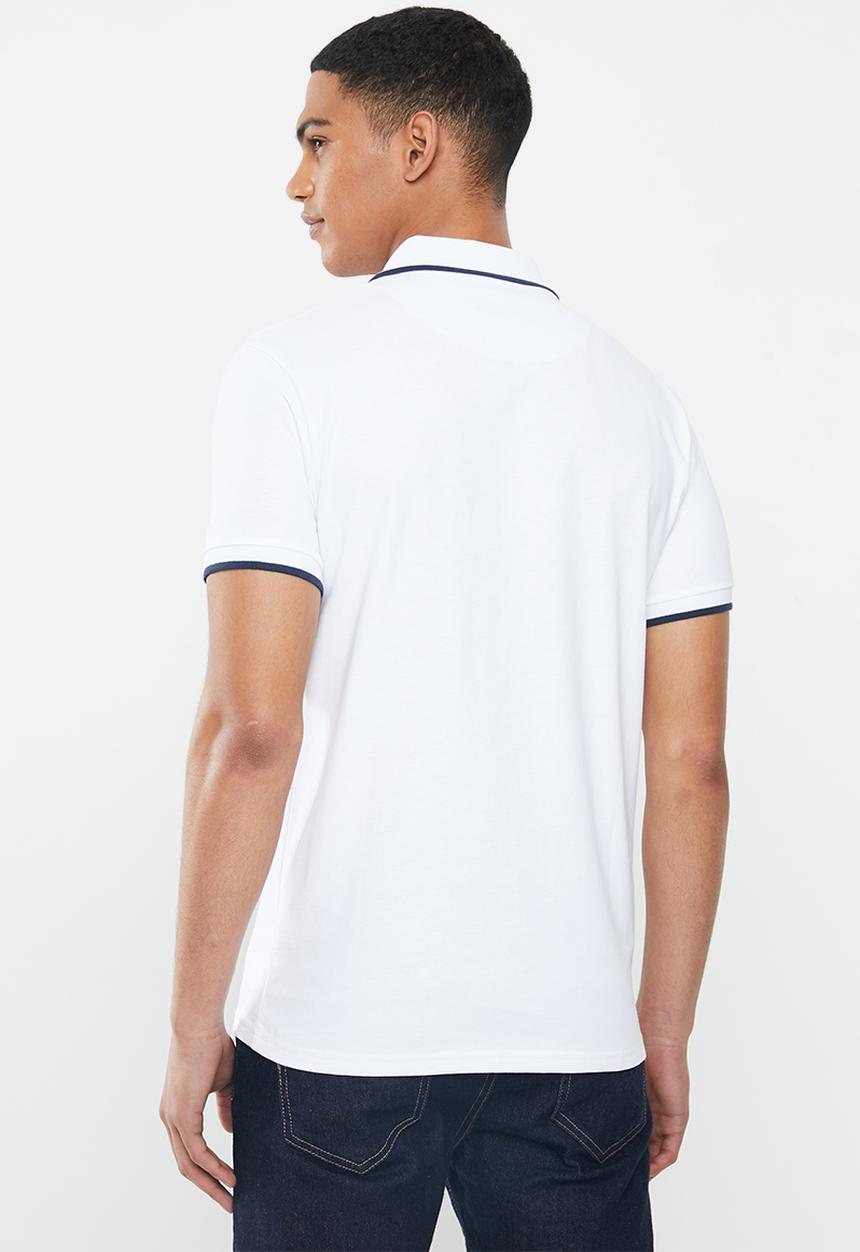 POLO - Archie custom fit short sleeve crest golfer - white